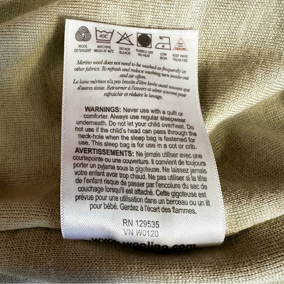 Woolino Sleep Sack 100% Organic Cotton Merino Wool Lining Sheep Print 2-24M - Picture 6 of 8